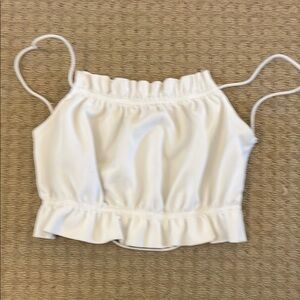 Asoka White Ruffled Going Out Top